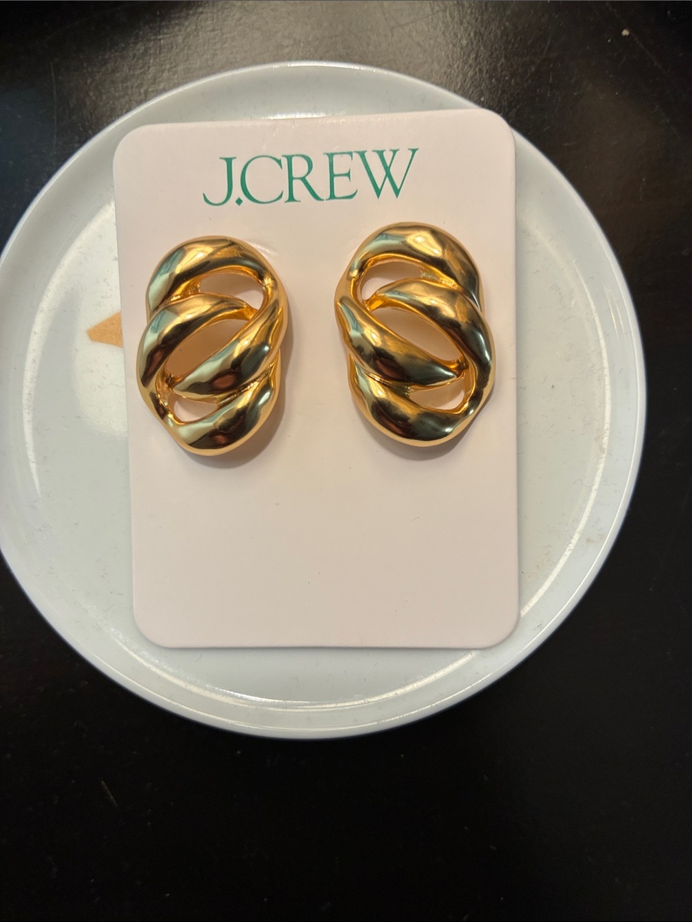 J. Crew Shiny Gold Twisted Clip Earrings
